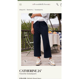 New Frank & Eileen Navy Catherine 24" Wide Leg Sweatpants S